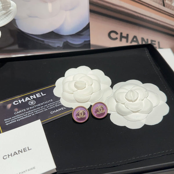 CC Purple Button Earrings